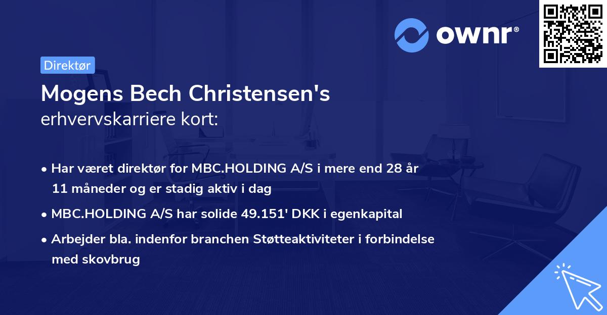 Mogens Bech Christensen's erhvervskarriere kort