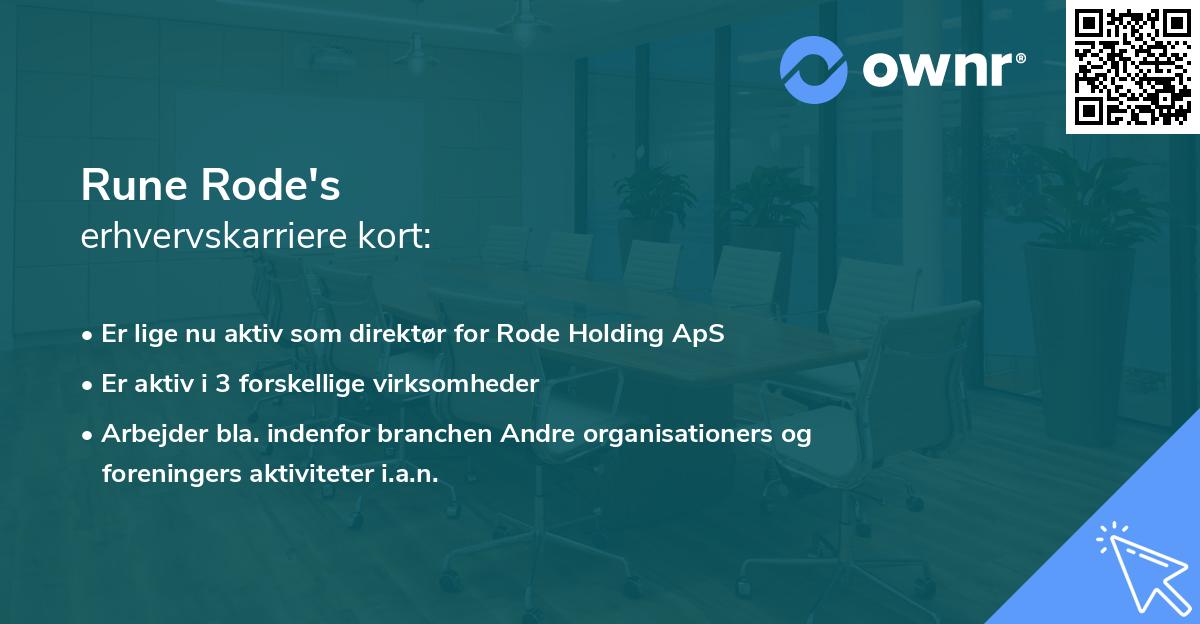 Rune Rode's erhvervskarriere kort
