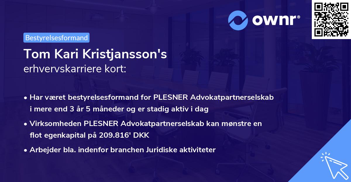 Tom Kari Kristjansson's erhvervskarriere kort