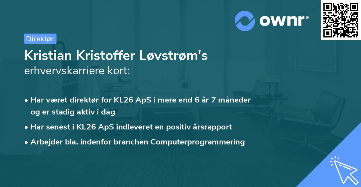 Kristian Kristoffer Løvstrøm's erhvervskarriere kort