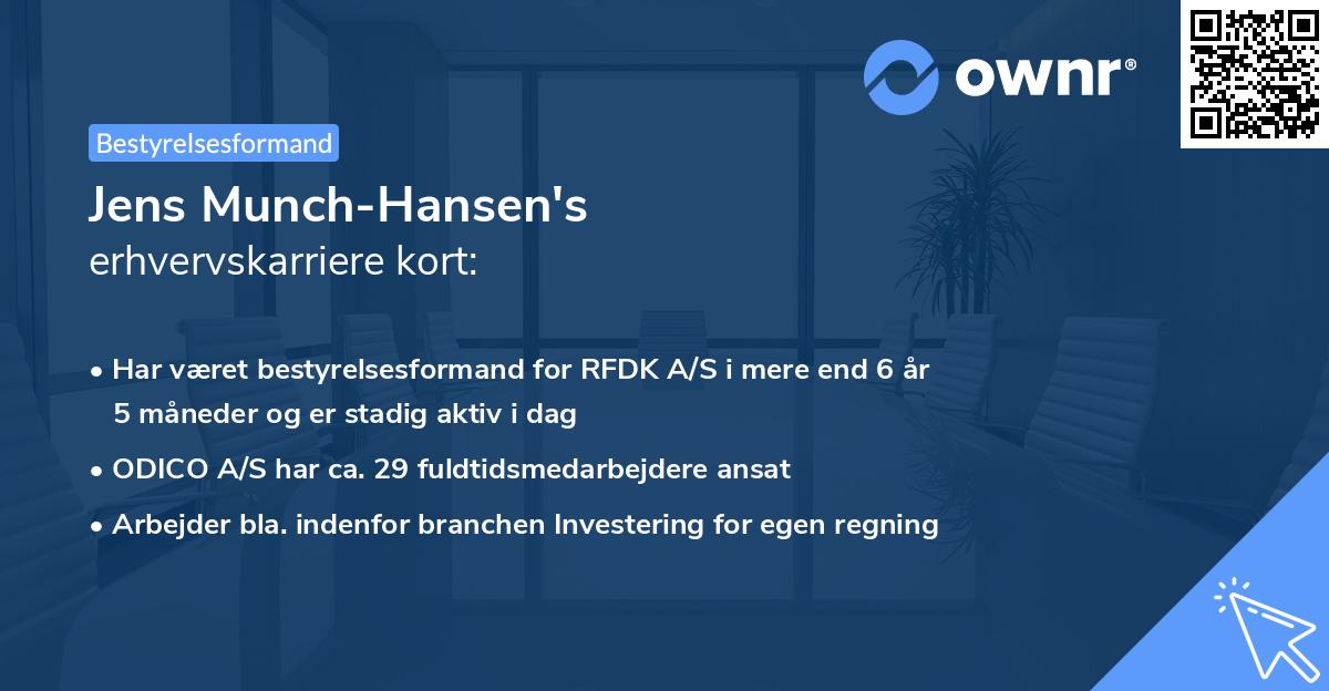 Jens Munch-Hansen's erhvervskarriere kort