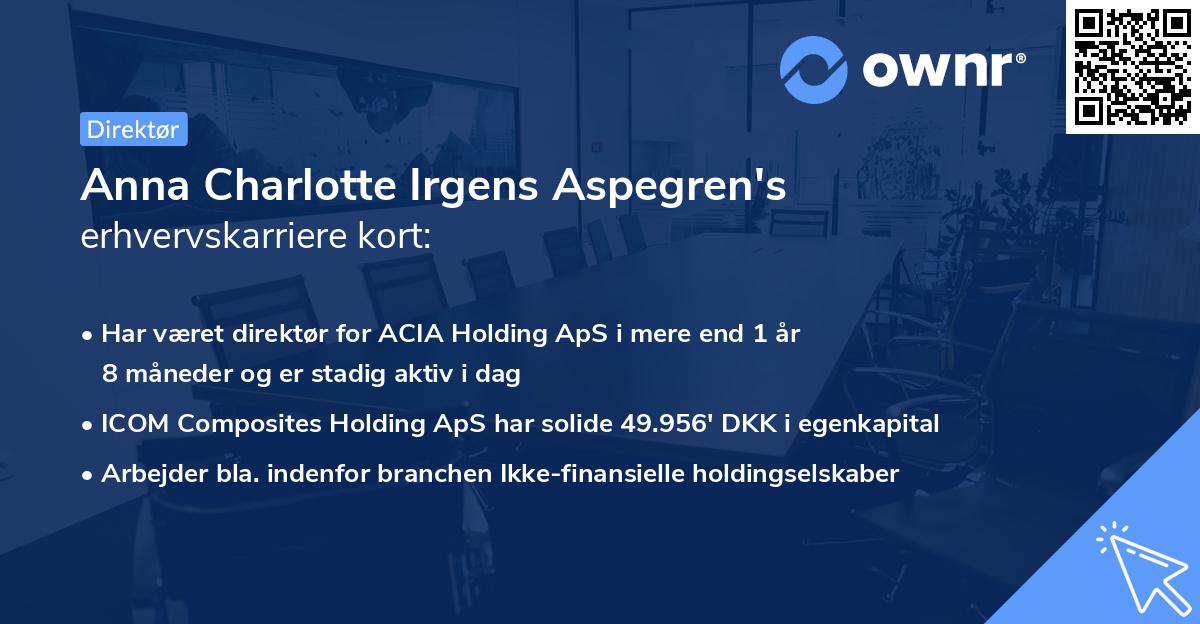 Anna Charlotte Irgens Aspegren's erhvervskarriere kort