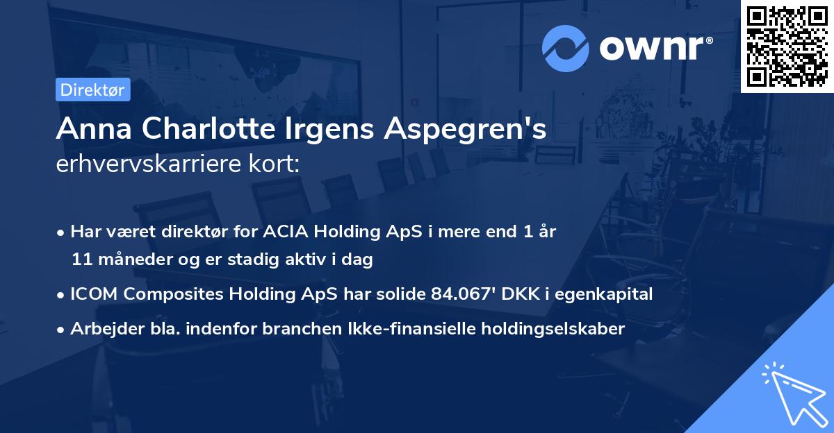 Anna Charlotte Irgens Aspegren's erhvervskarriere kort