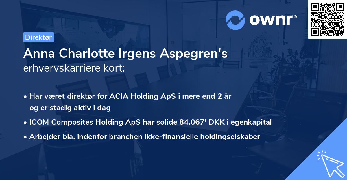 Anna Charlotte Irgens Aspegren's erhvervskarriere kort