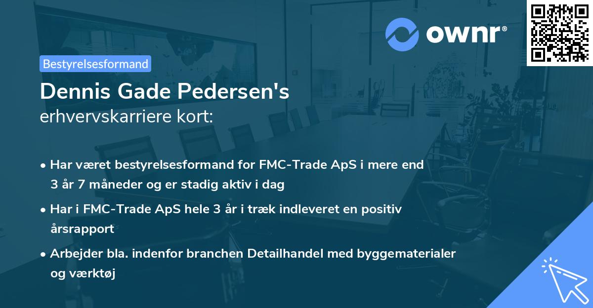 Dennis Gade Pedersen's erhvervskarriere kort