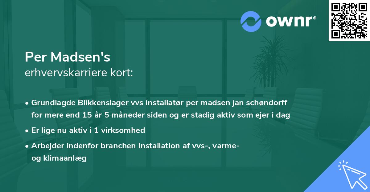 Per Madsen's erhvervskarriere kort