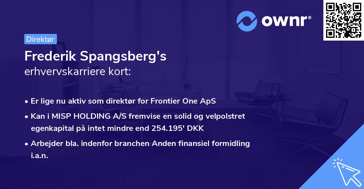 Frederik Spangsberg's erhvervskarriere kort