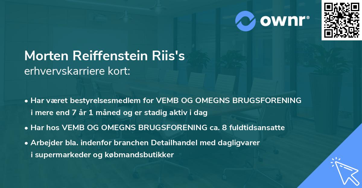 Morten Reiffenstein Riis's erhvervskarriere kort