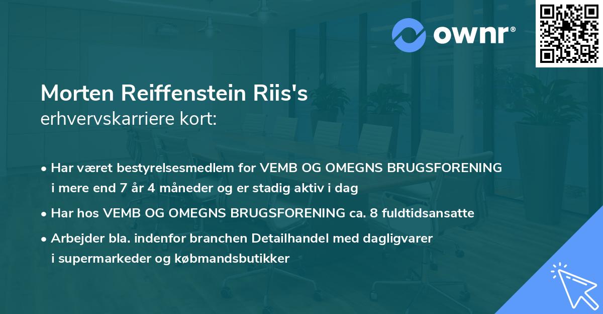 Morten Reiffenstein Riis's erhvervskarriere kort
