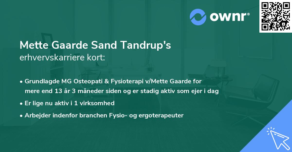 Mette Gaarde Sand Tandrup's erhvervskarriere kort