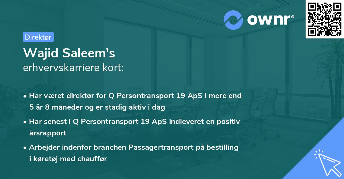 Wajid Saleem's erhvervskarriere kort