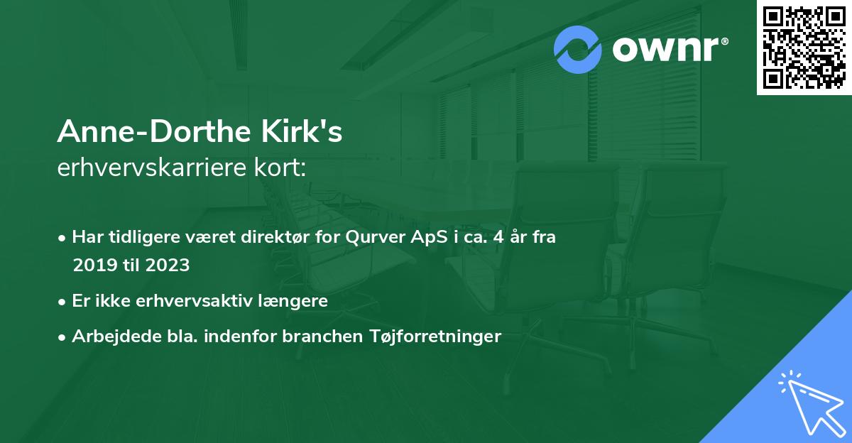 Anne-Dorthe Kirk's erhvervskarriere kort