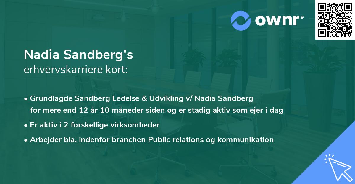 Nadia Sandberg's erhvervskarriere kort