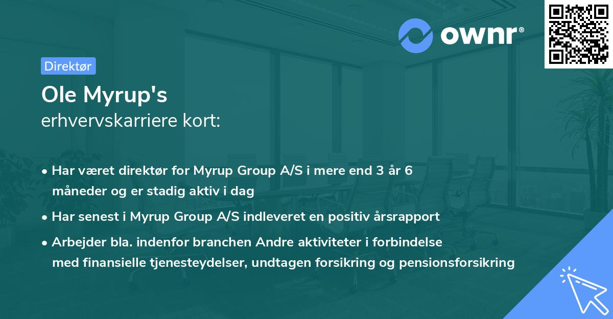 Ole Myrup's erhvervskarriere kort