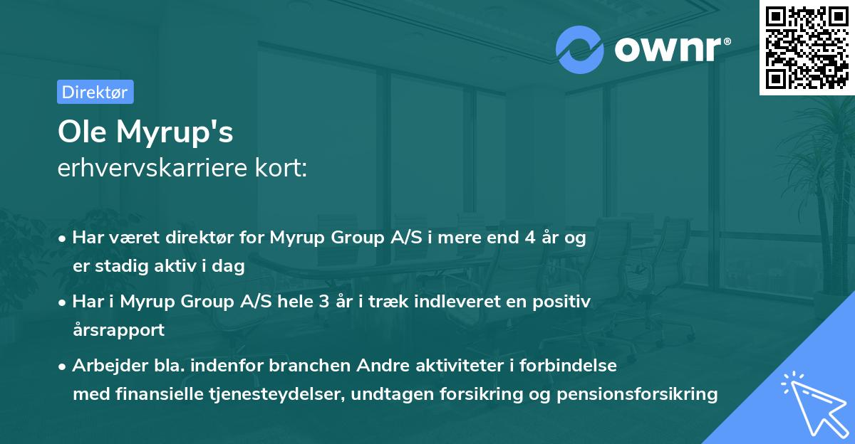 Ole Myrup's erhvervskarriere kort