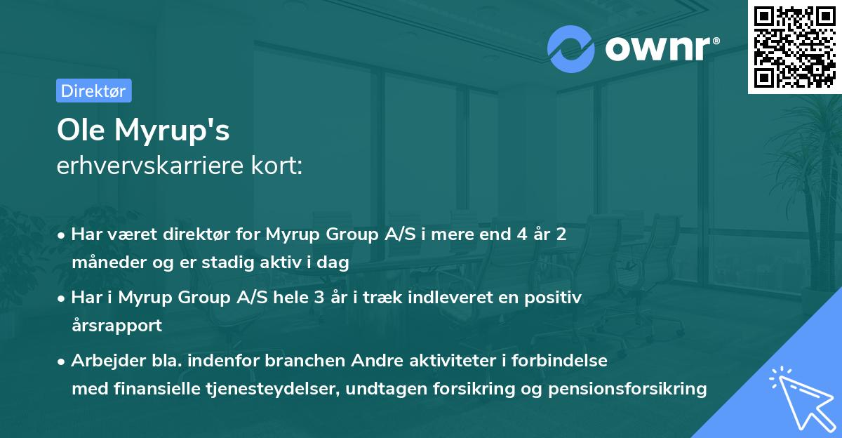 Ole Myrup's erhvervskarriere kort