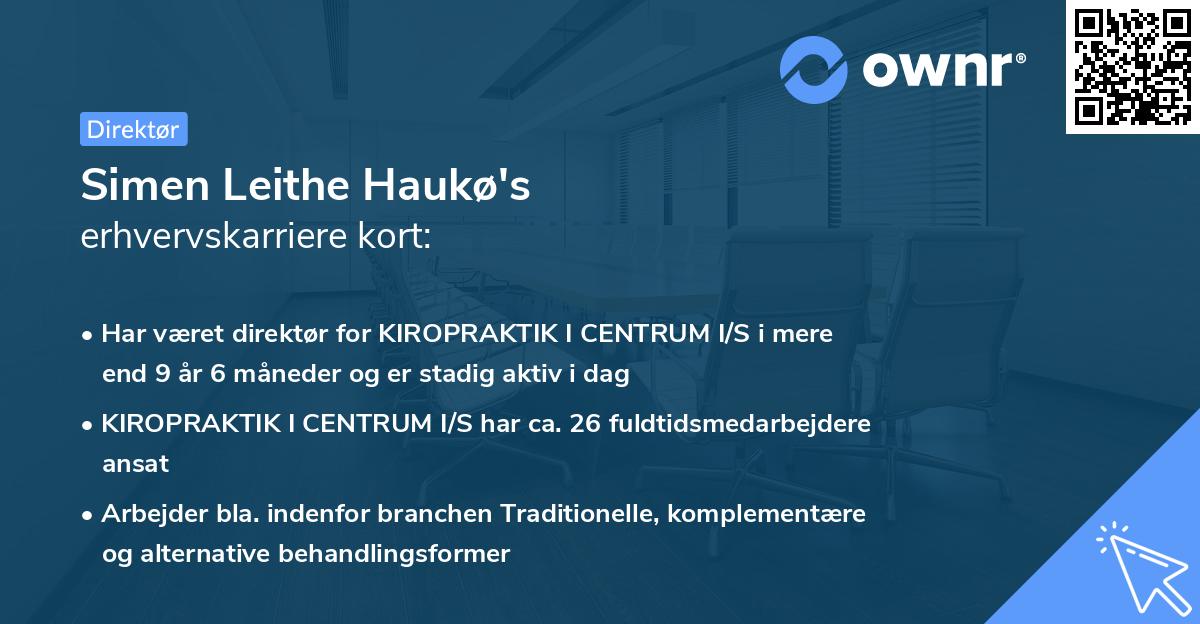 Simen Leithe Haukø's erhvervskarriere kort