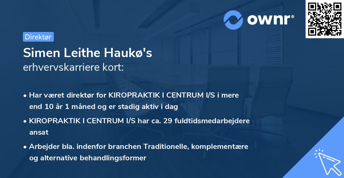 Simen Leithe Haukø's erhvervskarriere kort
