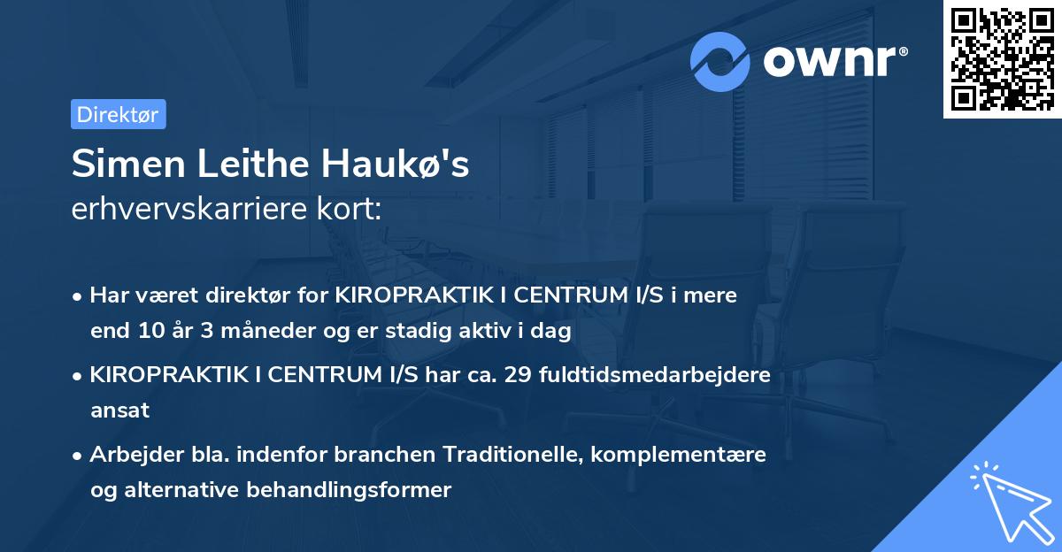Simen Leithe Haukø's erhvervskarriere kort