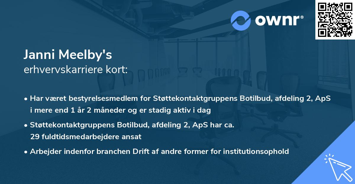 Janni Meelby's erhvervskarriere kort