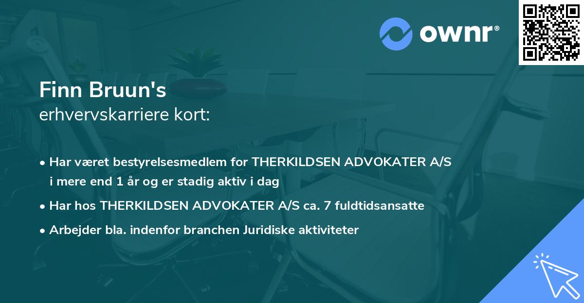 Finn Bruun's erhvervskarriere kort