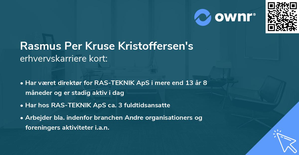 Rasmus Per Kruse Kristoffersen's erhvervskarriere kort