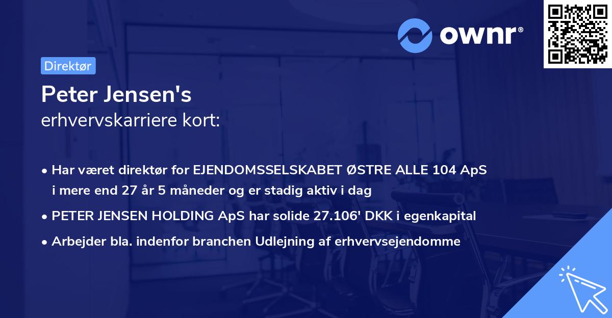 Peter Jensen's erhvervskarriere kort
