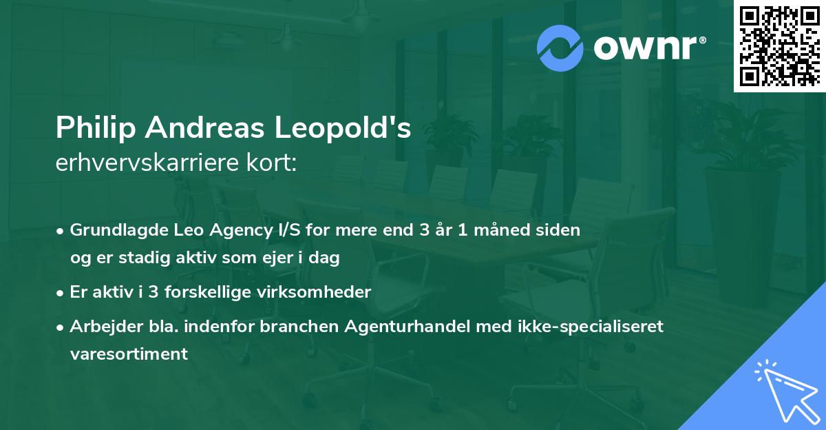 Philip Andreas Leopold's erhvervskarriere kort