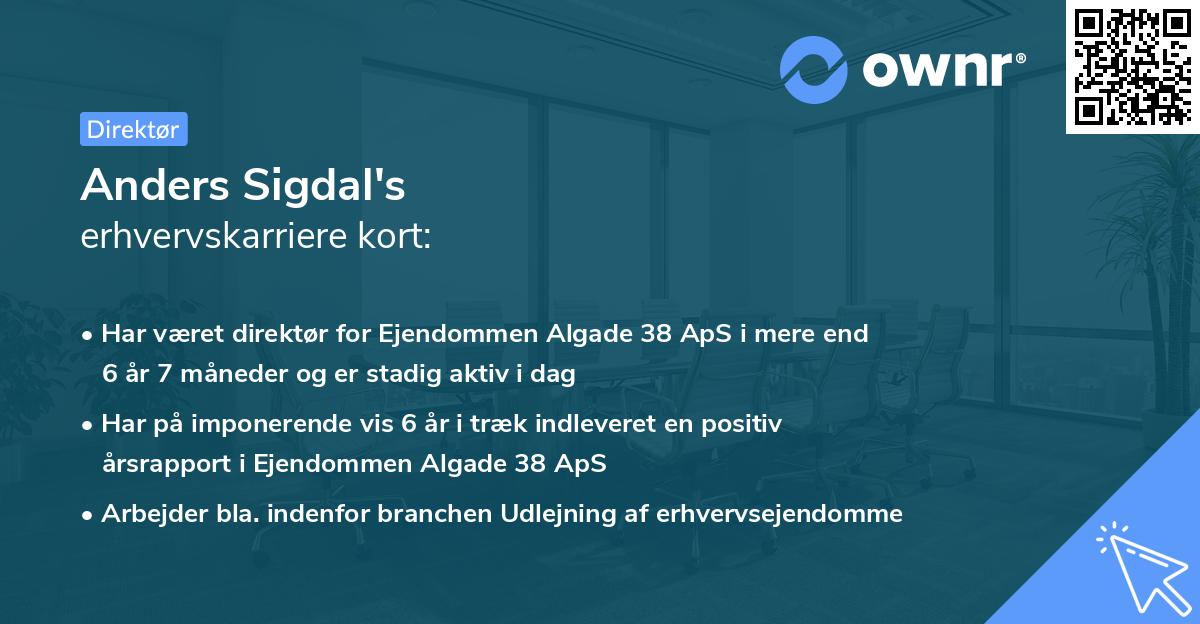 Anders Sigdal's erhvervskarriere kort