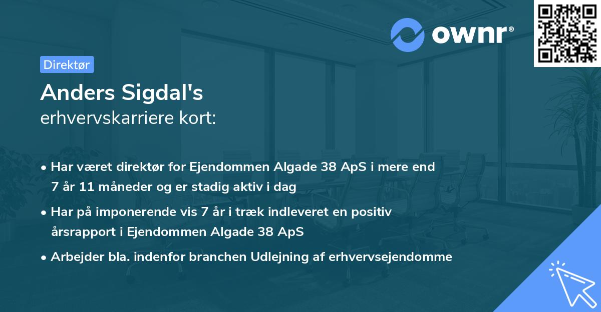 Anders Sigdal's erhvervskarriere kort