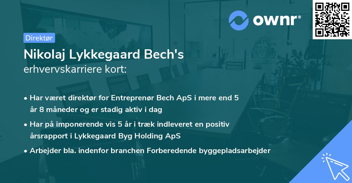 Nikolaj Lykkegaard Bech's erhvervskarriere kort
