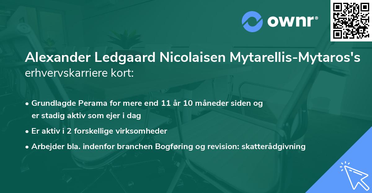 Alexander Ledgaard Nicolaisen Mytarellis-Mytaros's erhvervskarriere kort