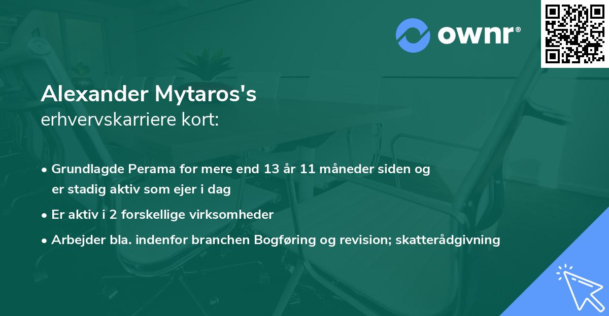 Alexander Mytaros's erhvervskarriere kort