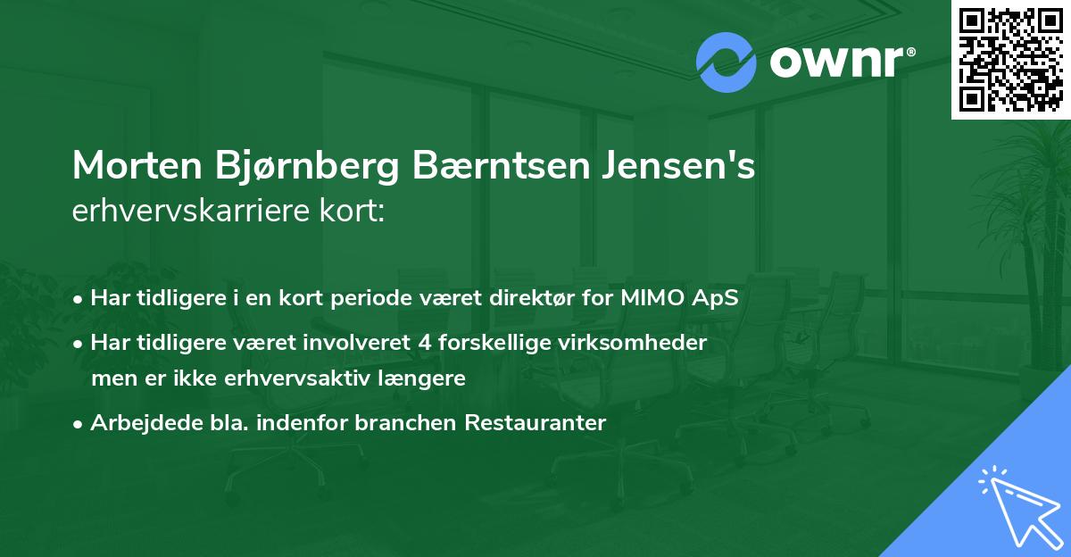 Morten Bjørnberg Bærntsen Jensen's erhvervskarriere kort