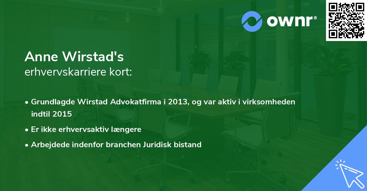 Anne Wirstad's erhvervskarriere kort