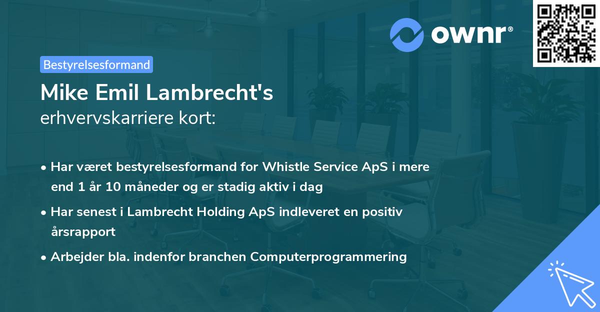 Mike Emil Lambrecht's erhvervskarriere kort