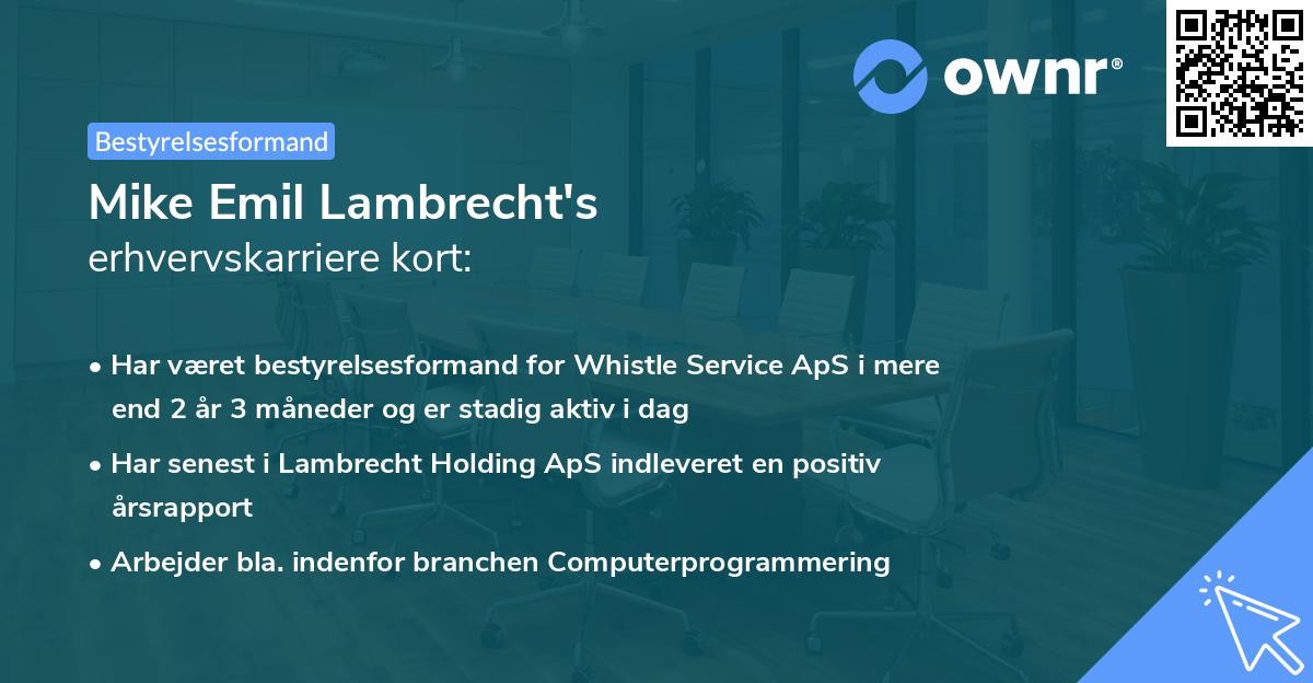 Mike Emil Lambrecht's erhvervskarriere kort