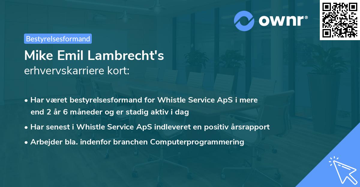 Mike Emil Lambrecht's erhvervskarriere kort