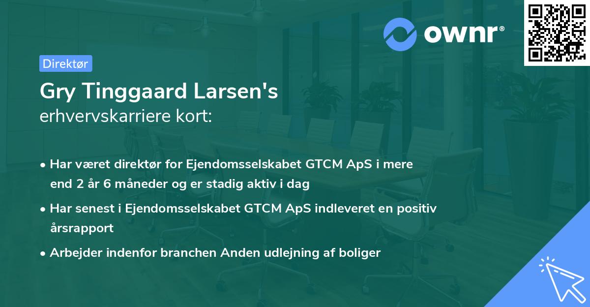 Gry Tinggaard Larsen's erhvervskarriere kort