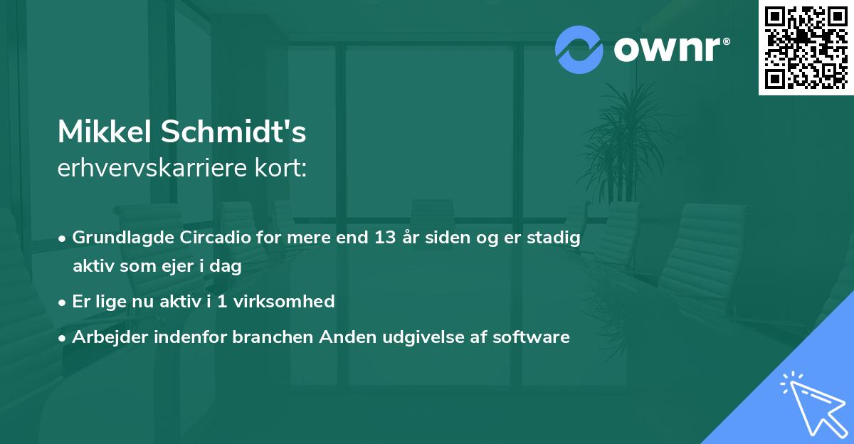 Mikkel Schmidt's erhvervskarriere kort