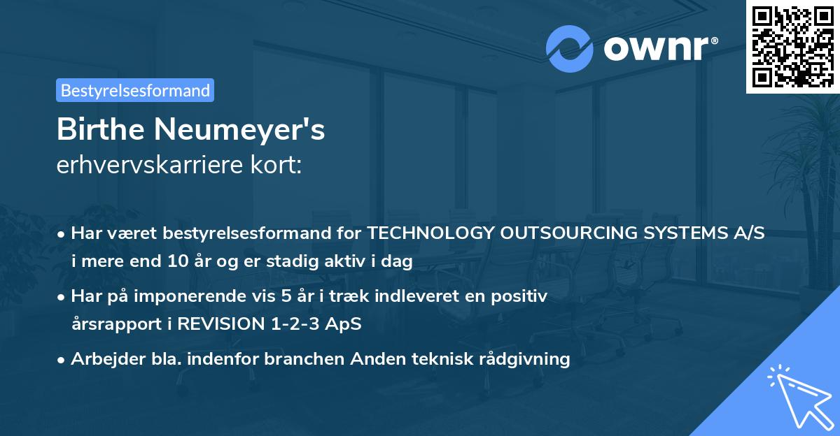 Birthe Neumeyer's erhvervskarriere kort