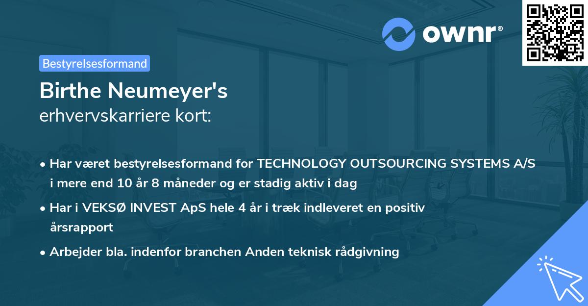 Birthe Neumeyer's erhvervskarriere kort