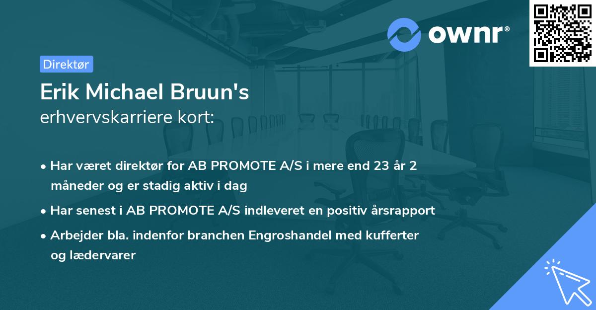 Erik Michael Bruun's erhvervskarriere kort
