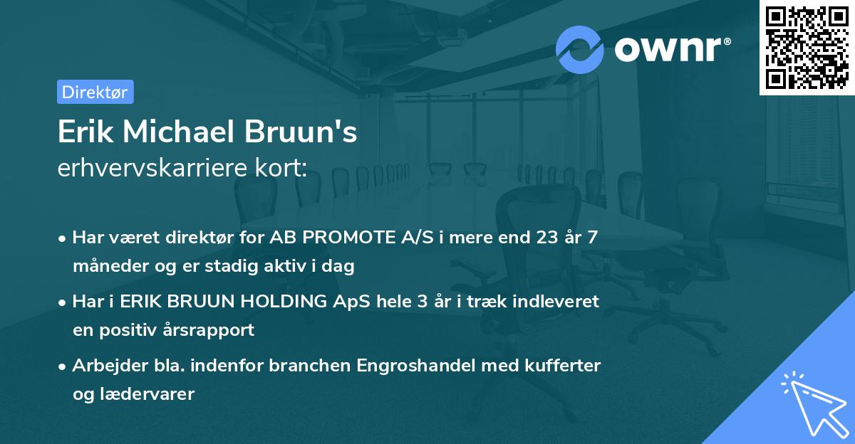 Erik Michael Bruun's erhvervskarriere kort
