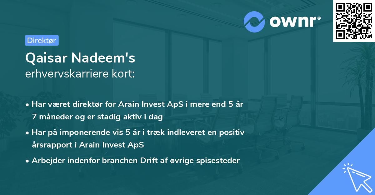 Qaisar Nadeem's erhvervskarriere kort