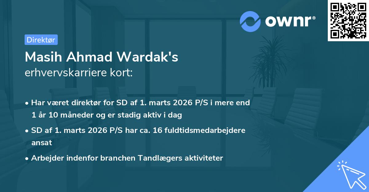 Masih Ahmad Wardak's erhvervskarriere kort