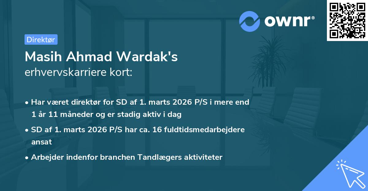 Masih Ahmad Wardak's erhvervskarriere kort