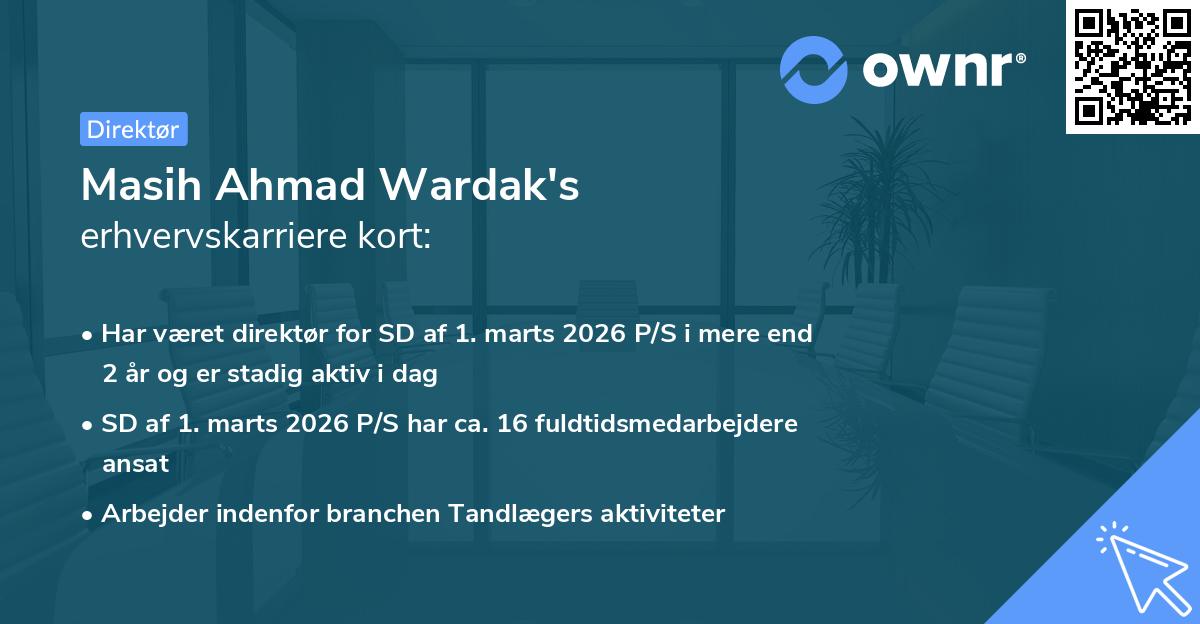 Masih Ahmad Wardak's erhvervskarriere kort
