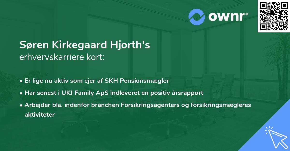 Søren Kirkegaard Hjorth's erhvervskarriere kort