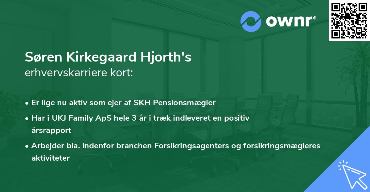 Søren Kirkegaard Hjorth's erhvervskarriere kort